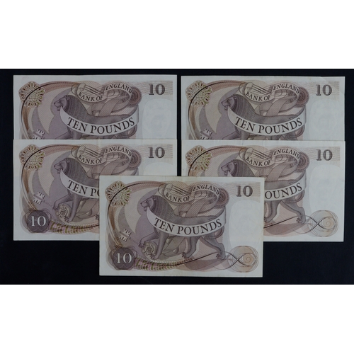 70 - Fforde 10 Pounds (B316) issued 1967 (5) including a FIRST RUN note 'A41' (B316, Pick376b) one with i... 