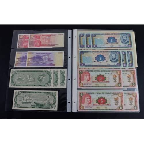 733 - Nicaragua (34), 5000 Cordobas issued 1988 (3) a consecutively numbered run, 20 Cordobas dated 1995, ... 