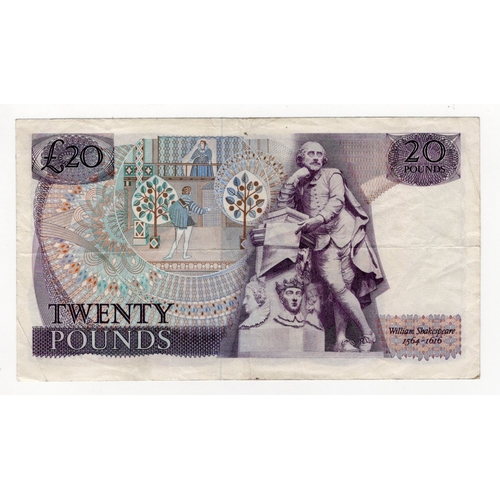 76 - Fforde 20 Pounds (B318) issued 1970, William Shakespeare on reverse, serial A02 794568 (B318, Pick38... 