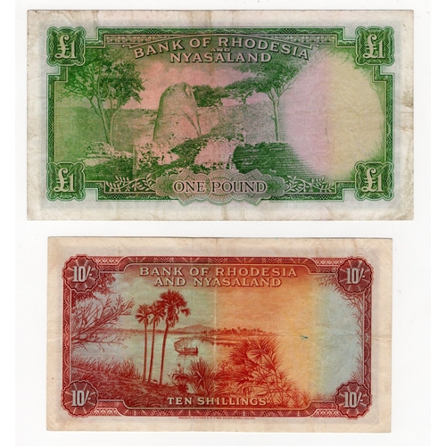 782 - Rhodesia & Nyasaland (2), 10 Shillings dated 8th May 1959, signed A.P. Grafftey-Smith, X/31 936389 (... 