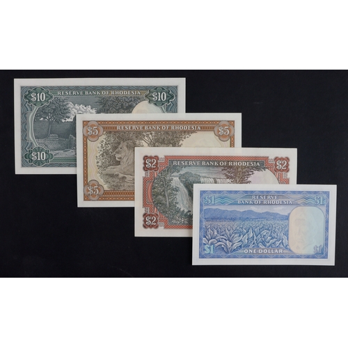 784 - Rhodesia (4), 10 Dollars dated 1976, 5 Dollars dated 1978, 2 Dollars dated 1977 & 1 Dollar dated 197... 