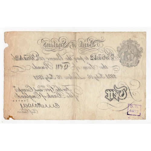 81 - Harvey 10 Pounds (B209b) dated 16th July 1921, serial 14/L 56742, London issue (B209b, Pick313) smal... 