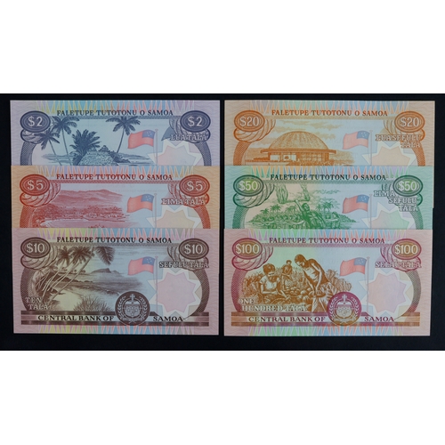 810 - Samoa (6), 100 Tala, 50 Tala, 20 Tala, 10 Tala, 5 Tala & 2 Tala issued 1985 - 1990 (TBB B101 - B106,... 