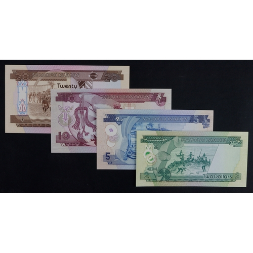 831 - Solomon Islands (4), 20 Dollars issued 1981, 10 Dollars, 5 Dollars and 2 Dollars issued 1977, portra... 