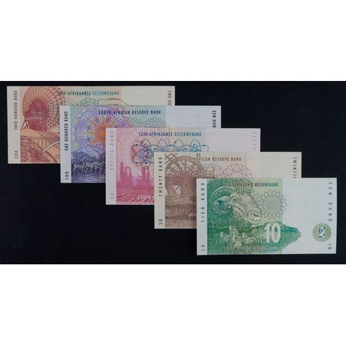 837 - South Africa (5), 200 Rand, 100 Rand, 50 Rand, 20 Rand & 10 Rand issued 1992 - 1994, signed C.L. Sta... 