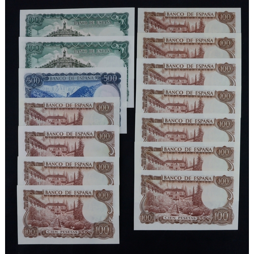 847 - Spain (14), 1000 Pesetas (2) dated 17th September 1971 (BNB B620a, Pick154), 500 Pesetas dated 23rd ... 