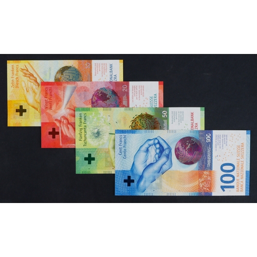 871 - Switzerland (4), 100 Franken dated 2017, 50 Franken dated 2015, 20 Franken dated 2015, 10 Franken da... 