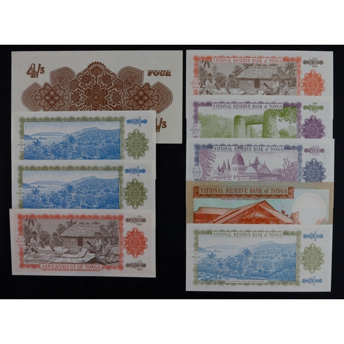 886 - Tonga (9), 4 Shillings dated 3rd November 1966, serial E/1 14170 (BNB B109x, Pick9e), 1 Pa'anga date... 