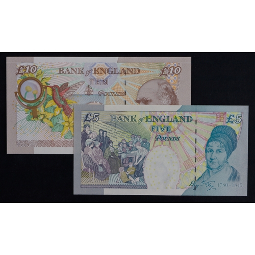 91 - Lowther (2), 10 Pounds issued 2000 and 5 Pounds issued 2002, both FIRST RUN notes, serial AA01 99978... 