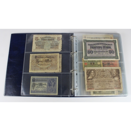 948 - World in album (76), including a group of Germany State Loan Bank Darlehnskassenschein WW1 occupatio... 