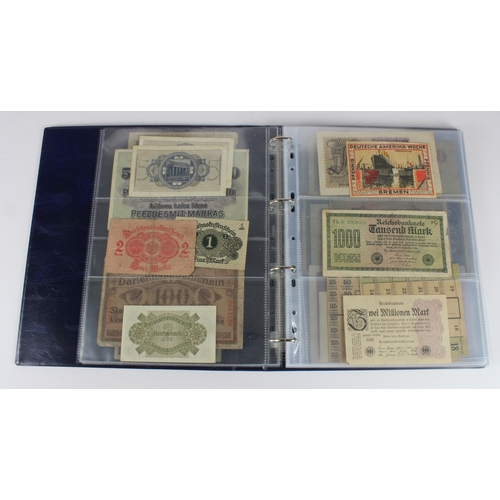 948 - World in album (76), including a group of Germany State Loan Bank Darlehnskassenschein WW1 occupatio... 