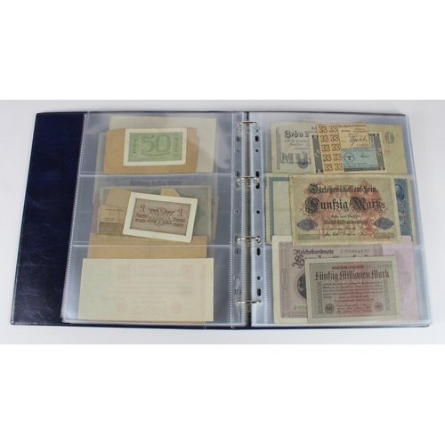 948 - World in album (76), including a group of Germany State Loan Bank Darlehnskassenschein WW1 occupatio... 