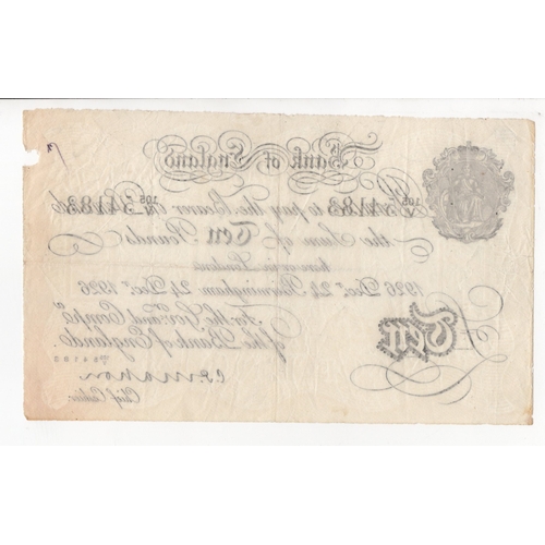 96 - Mahon BERNHARD BRANCH note, 10 Pounds dated 24th December 1926, serial 105/V 54183, BIRMINGHAM issue... 