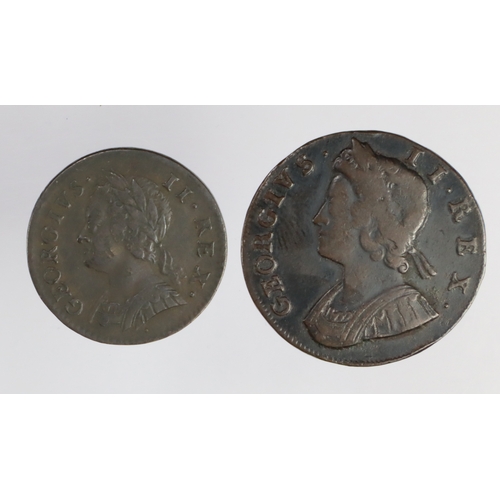 123 - Halfpenny 1733 GF, and Farthing 1746 nVF.