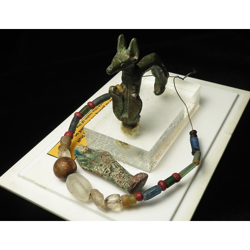 389 - Artefacts, Ancient Egyptian: 31x beads of various colours, sizes and materials, strung on a wire; a ... 