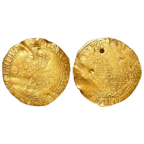 472 - Charles I hammered gold Double-Crown, group D, mm. harp, S.2702, 4.22g, straightened, dented/plugged... 