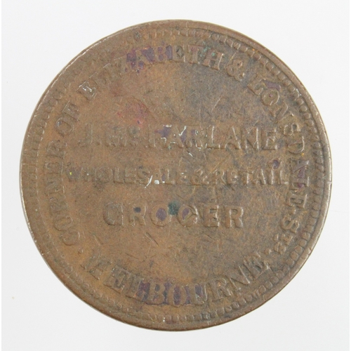 782 - Australian 19thC Token: Melbourne, J. McFarlane Penny, nF.