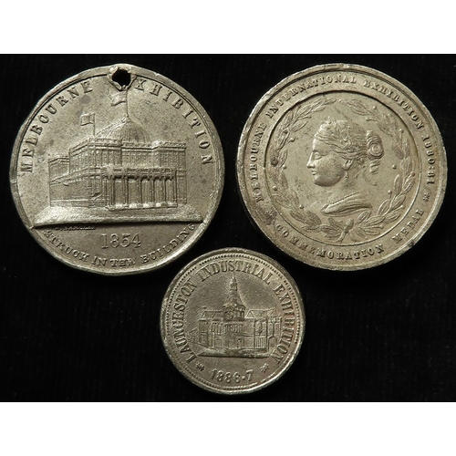 941 - Australian Commemorative Medals (3) white metal: d.38.5mm Melbourne Exhibition 1854 (medal) by W. Ba... 