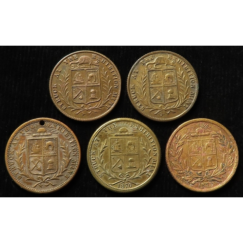 943 - Australian Commemorative Medals (5) aborigine medalets struck at exhibitions, bronze/gilt d.22mm: 'B... 