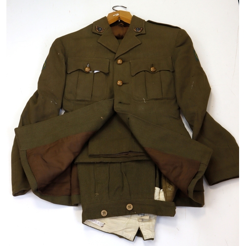 522 - WW2 officers uniform to a Captain in the KOYLI all complete with jacket with dive patchers to each a... 