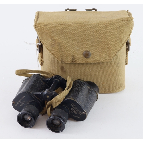 525 - WW2 pair of Kershaw 1944 dated binoculars in their webbing case.