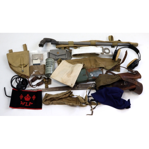 535 - WW2 set of 1937 pattern webbing, water bottle gas mask, and bag plus more.