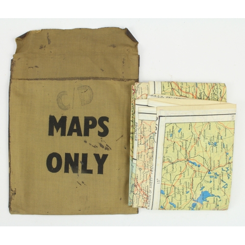 537 - WW2 silk escape map 'Sheet C and D' with original 'Maps Only' wallet. France / Germany / Switzerland... 