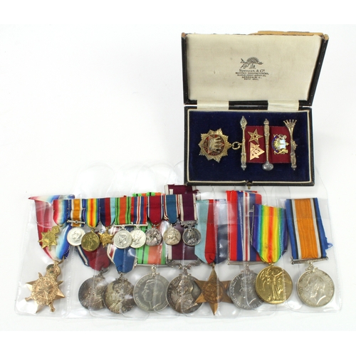 547 - 1914 Star Trio (8449 L-Sgt P F Cooke Devon R) 1939-45 Star, Defence & War Medal, 1935 Jubilee Medal,... 