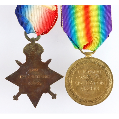 556 - 1915 Star & Victory Medal (19417 Pte F Jenkinson Bord R) Died of Wounds 5th Sept 1915 with 6th Bn. B... 