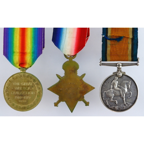 575 - 1915 Star Trio (1911 Pte W Leighton Manch R) 