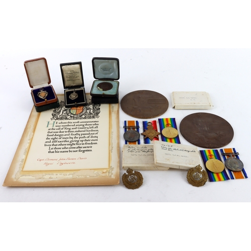 623 - Brothers - Officer Casualties - Jewish - BWM & Victory Medal + Death Plaque and Casualty Scroll for ... 