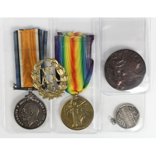 631 - BWM & Victory Medal (2640 Wkr G A Stone QMAAC) Gladys Ada Stone born Heath, Coseley, Staffordshire. ... 