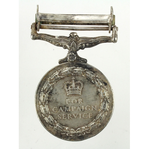 668 - CSM QE2 with Northern Ireland clasp (24753433 Gnr S M Barker RA) medal poor condition as rescued fro... 