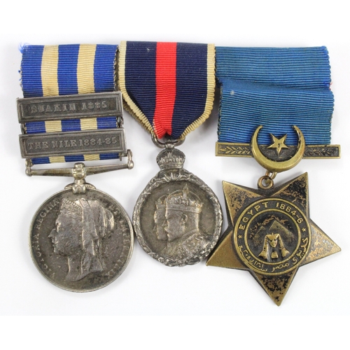 684 - Egypt Medal 1882 (undated) with bars The Nile 1884-85 / Suakin 1885 (Lieut: A. Leetham, 20th Hussars... 