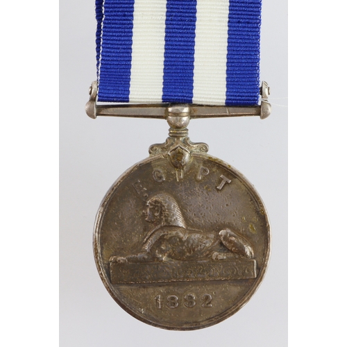 685 - Egypt Medal dated 1882, no bar, named (41/1662 Pte W Trafford 1/Berkshire Regt). Born Abingdon, Berk... 