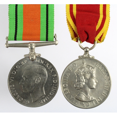 689 - Fire Service LSM QE2 (Sub. Offr. John C. Grosart) plus Defence Medal  (2)