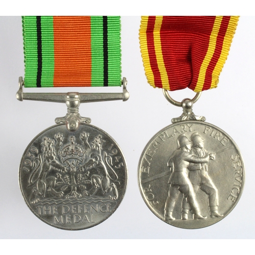 689 - Fire Service LSM QE2 (Sub. Offr. John C. Grosart) plus Defence Medal  (2)