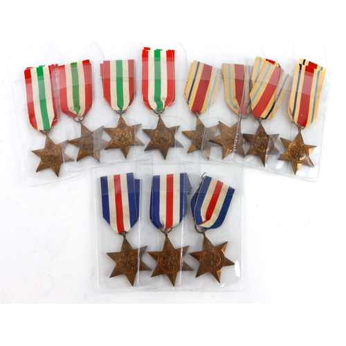 690 - France & Germany Stars x3, Africa Stars x4, Italy Star x4   (11)