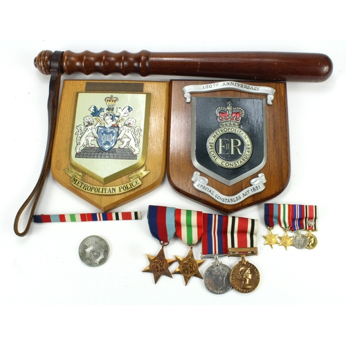 700 - Group mounted as - 1939-45 Star, Italy Star, War Medal, QE2 Special Constabulary Medal with LS 1980 ... 