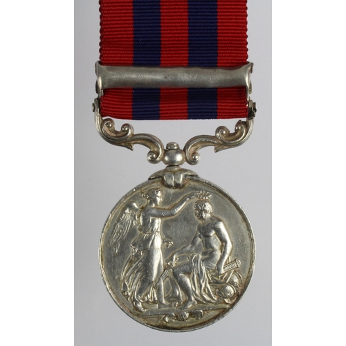 715 - IGS 1854 bar North West Frontier script engraved Sepoy Chenloo 1st Punjab Infy, suspender retightene... 