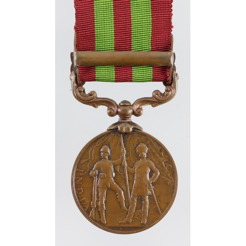 717 - IGS medal 1896 ERVII bronze example as issued to natives with Waziristan 1901-2 clasp with engraved ... 