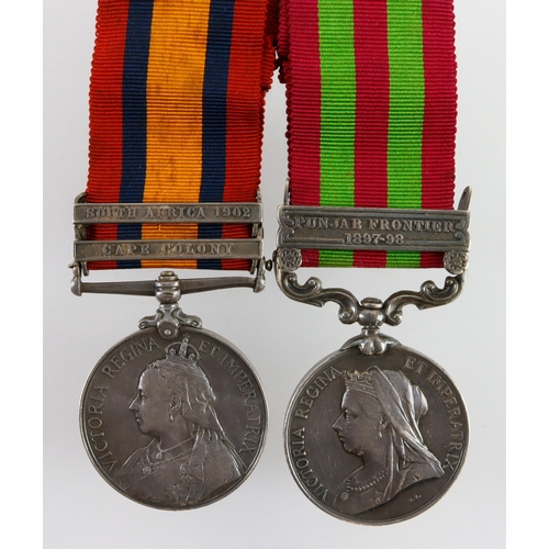 718 - India Medal 1895 with bar Punjab Frontier 1897-98 correctly named (No.5542 Pte G A Dare 3.High.L.I.)... 