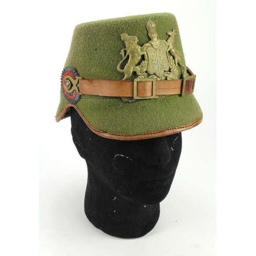 978 - Imperial German felt Jager shako helmet, with 1914 leather chin strap, Wurttemberg badge