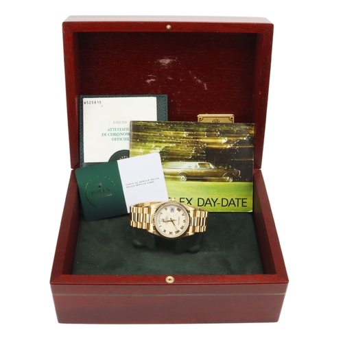 673 - Rolex Oyster Perpetual Day-Date 18ct gold gents wristwatch, ref. 18238, serial. W525xxx, purchased 1... 