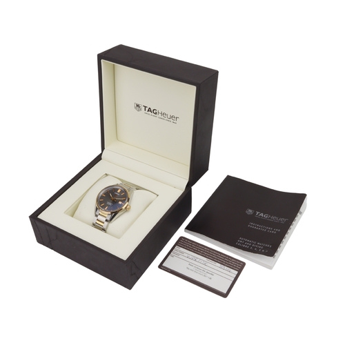 695 - Tag Heuer Carrera steel and gold gents automatic wristwatch, ref. WAR215E, 2014 card. The grey dial ... 