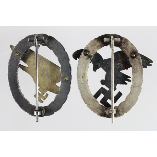 Luftwaffe Paratrooper Badge, maker marked, and Luftwaffe Observer Badge ...