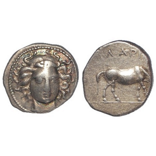 273 - Ancient Greek: Thessaly, Larissa silver Drachm c.400-370 BC. Obv: Head of the nymph Larissa facing s... 