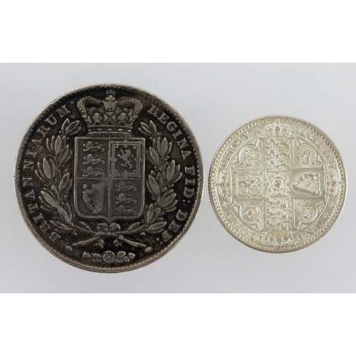 84 - GB Silver (2) QV: Crown 1844 stars Fine, and Florin 1849 