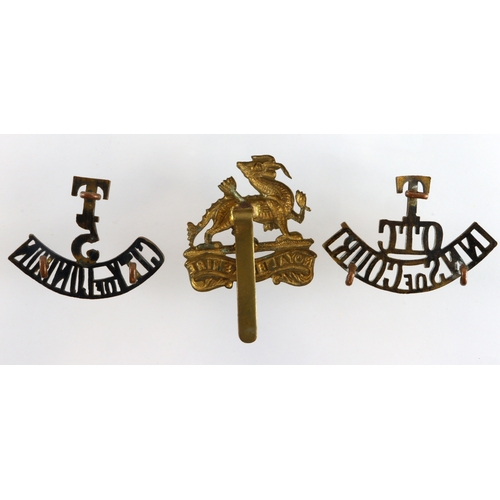 851 - Badges - Royal Berkshire cap badge, T/OTC/Inns of Court shoulder title, and another T/5/City of Lond... 