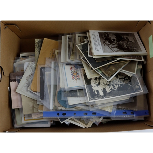 Military - shoebox full of mostly WW1 era postcards, incl British and ...